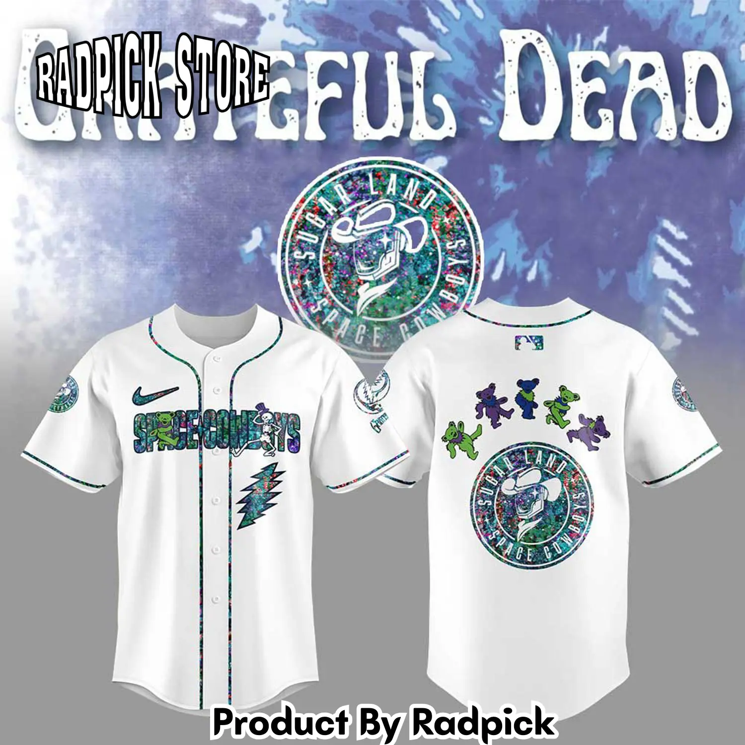 Radpick sugar land space cowboys grateful dead night baseball jersey rp12744